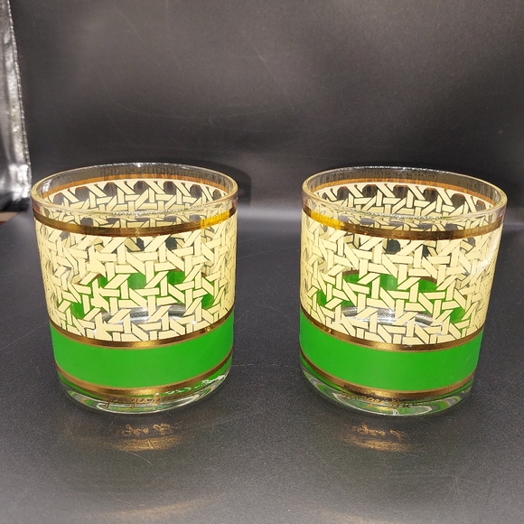 Vintage George Briard ART DECO Gold Painted Old Fashion Glasses Barware MCM - Picture 2 of 10